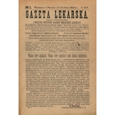 Gazeta Lekarska. 1894, R. 29, T. 14, nr 1 + spis rzeczy