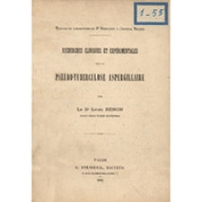 Recherches cliniques et expérimentales sur la pseudo-tuberculose aspergillaire