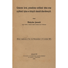 Ciśnienie krwi, prawdziwa wielkość tętna oraz szybkość tętna w r&oacute;żnych stanach chorobowych