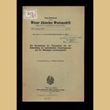 Die Verwendung der Pyozyanase bei der Behandlung der epidemischen Säuglingsgrippe und der Meningitis cerebrospinalis