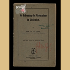 Die Erkennung des Schwachsinns im Kindesalter : nach einem vortrag f&uuml;r eltern und lehrer