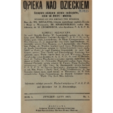 Opieka nad Dzieckiem: czasopismo poświęcone ochronie macierzyństwa, opiece nad dziećmi i młodzieżą, 1925, R. 3, nr 1