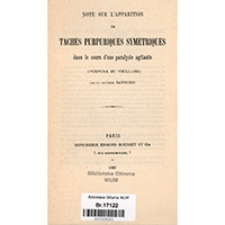 Note sur l'apparition de taches purpuriques symétriques dans le cours d'une paralysie agitante (purpura du Vieillard)